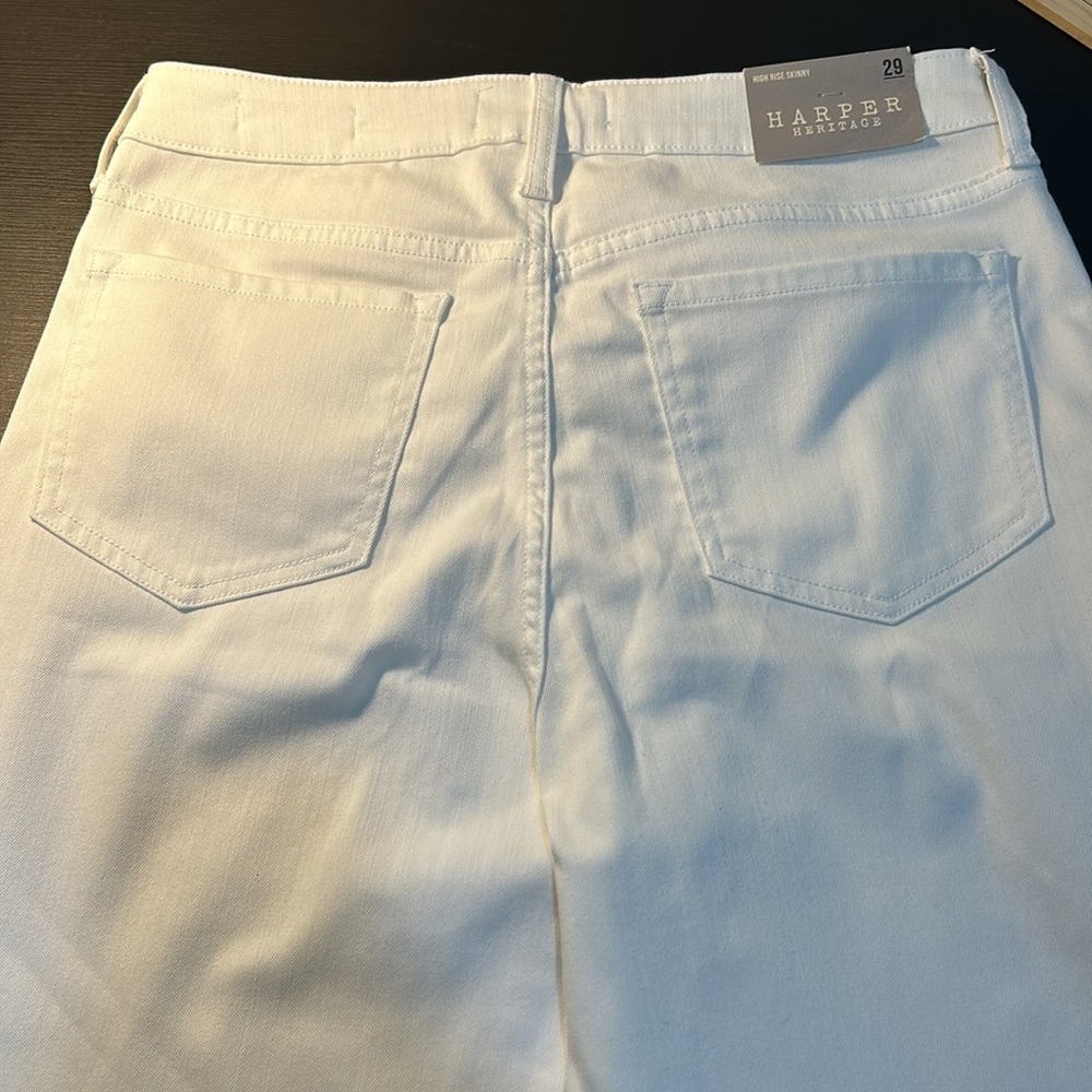 HARPER HERITAGE WOMENS HIGH RISE SKINNY PANTS WHITE NEW SIZE 29 - Picture 4 of 12